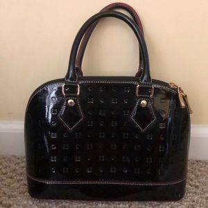 Arcadia black patent leather bag
